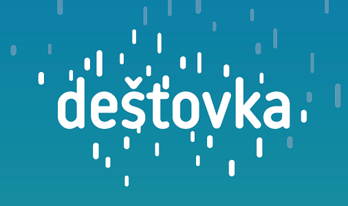 Dešťovka – logo bílé, viziuál